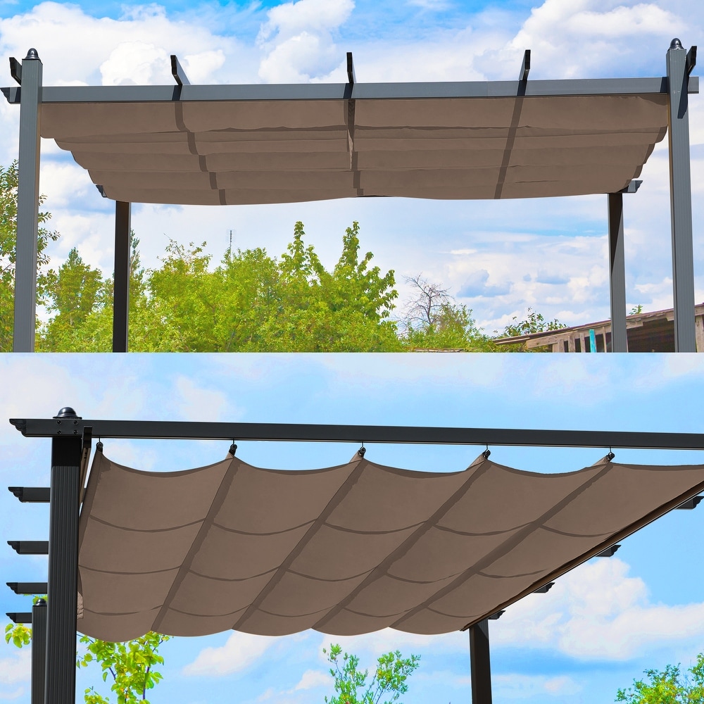 Aoodor Replacement Pergola Replacement Canopy Retractable Shade Brown Fabric