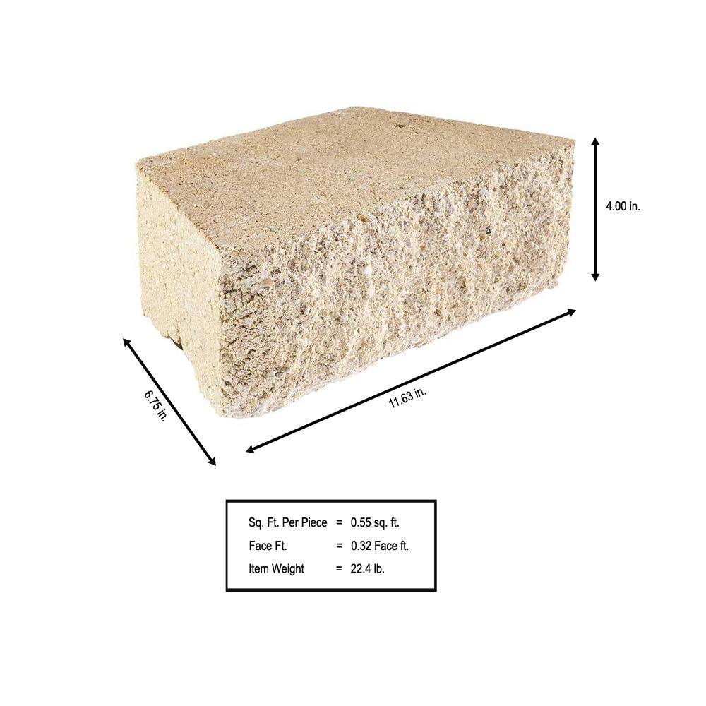 Pavestone RockWall Small 4 in. H x 11.63 in. W x 6.75 in. L Limestone (144-Piece46.5 sq. ft.Pallet) 11012308