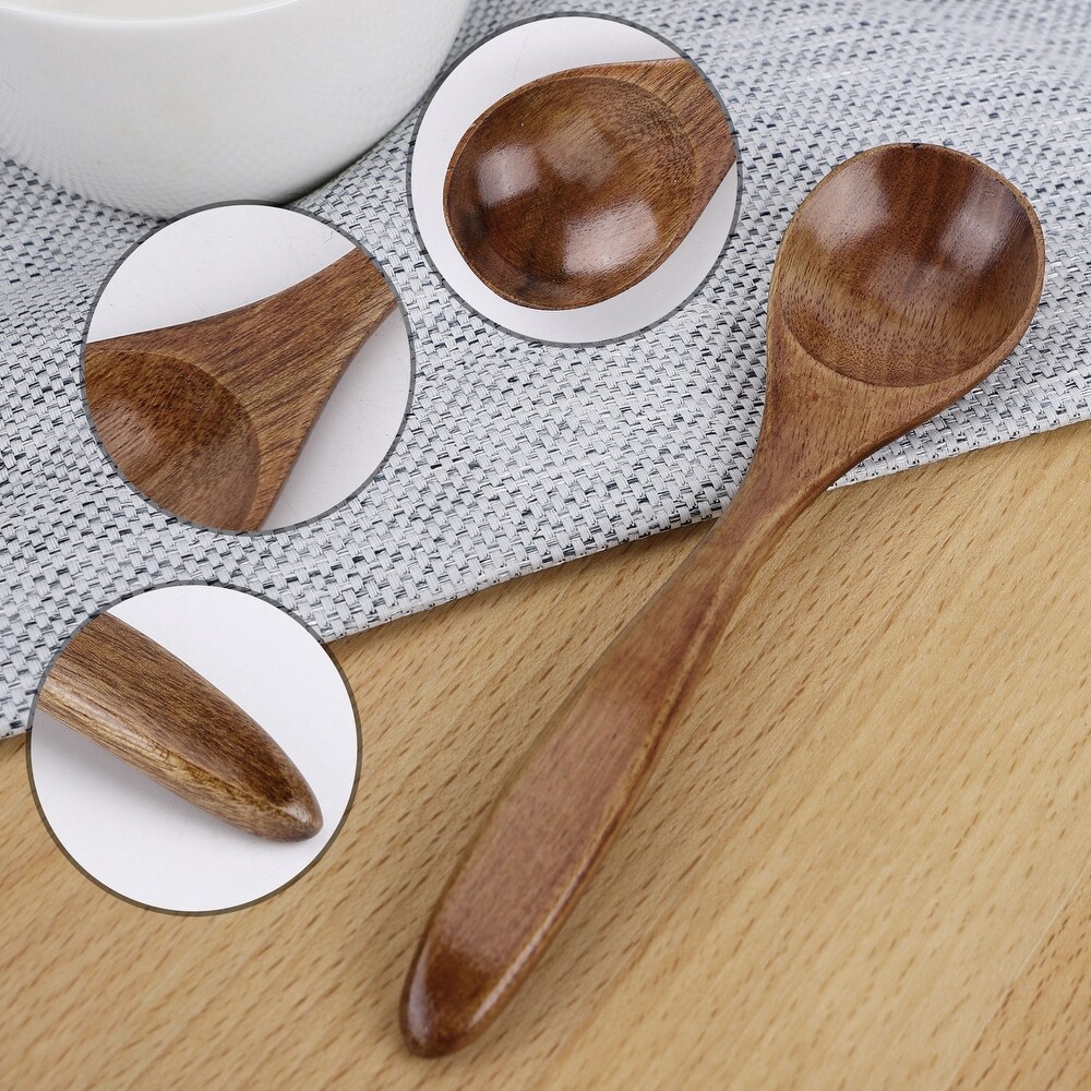 Wooden Spoons 6 Pcs Natural Grain Soup Spoon Salt Sugar Dining Spoons 5.4\