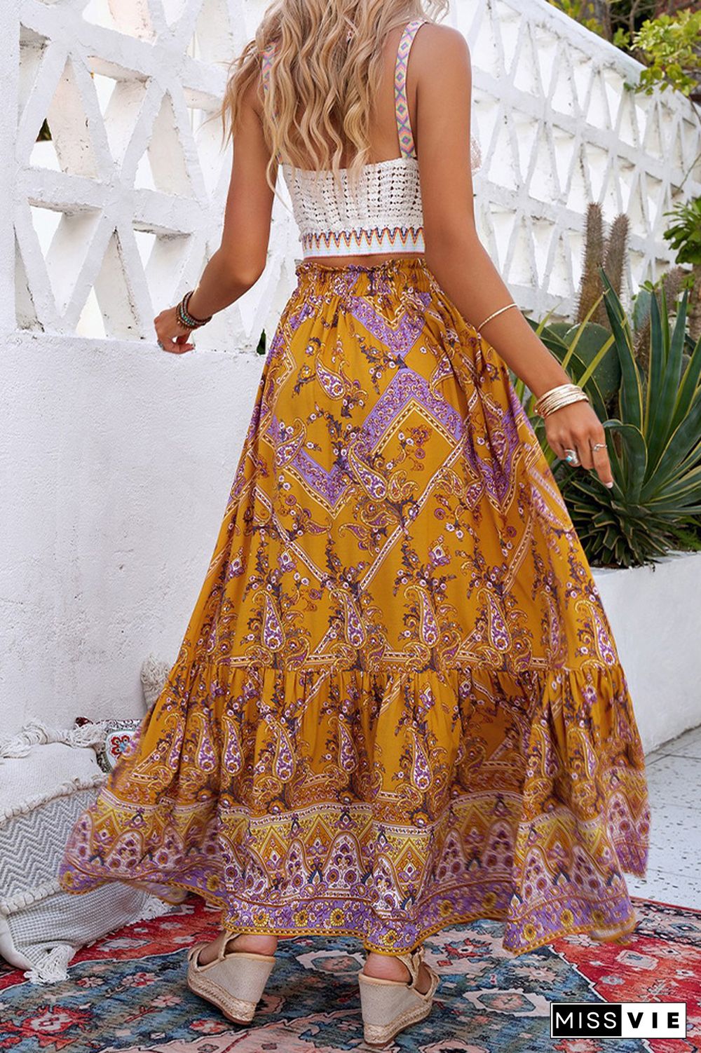 Boho Summer Beach Floral Skirt