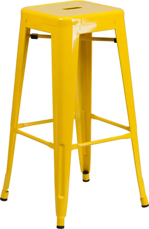 Yellow Metal Stackable Bar Stool