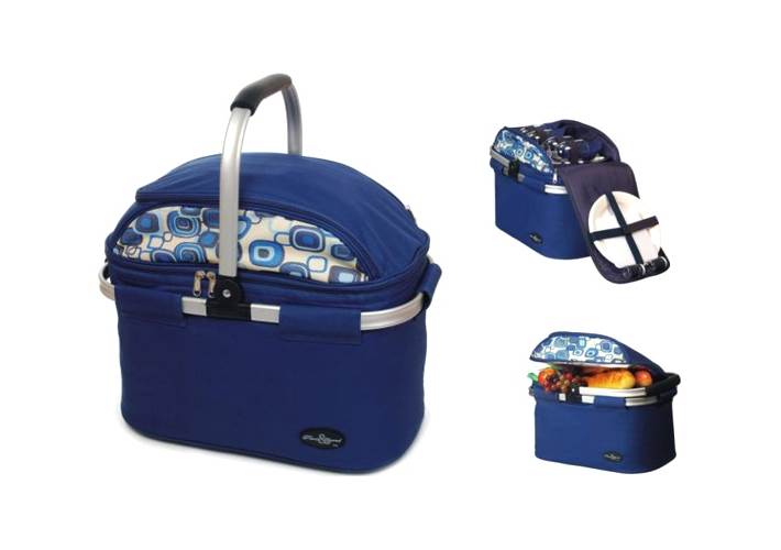 Aluminum Framed Picnic Cooler Basket in Blue