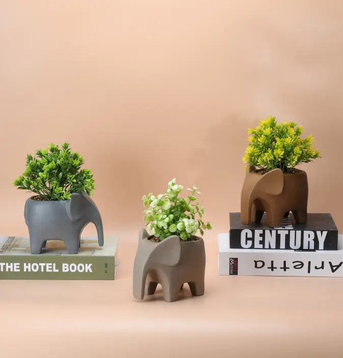 Factory custom flowerpot  succulent potted plants  Animal shaped tabletop ceramic pots for plants