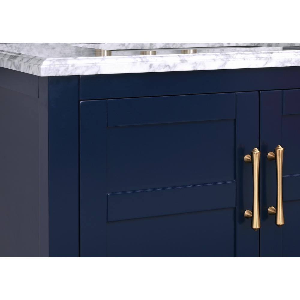 Home Decorators Collection Sturgess 31 in. W x 22 in. D x 35 in. H Bathroom Vanity in Navy Blue with Carrara White Marble Top 19111-VS31-NB