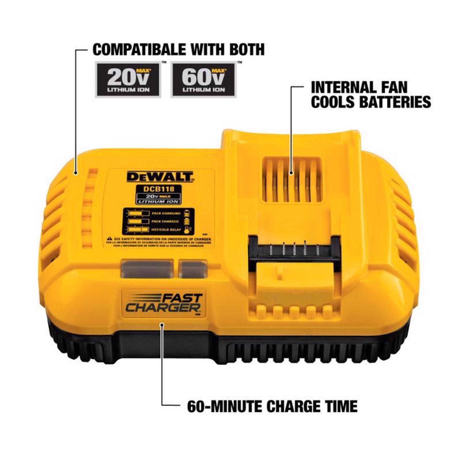 DW 20V MAX DCB118 20 V Lithium-Ion Battery Charger 1 pc