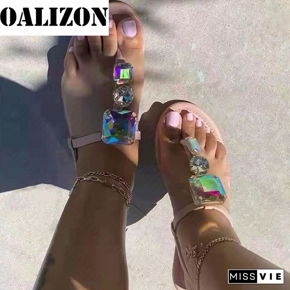 Sandals Women Slippers New Summer Open Toe Shoes Roman Crystal Fashion Dress Slides Beach Clip Toe Shallow Flip Flops Mujer