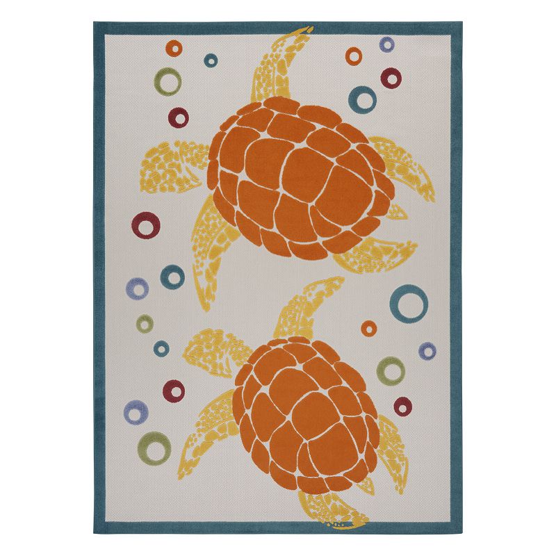 Nourison Aloha Coastal Sea Turtle Outdoor Rug