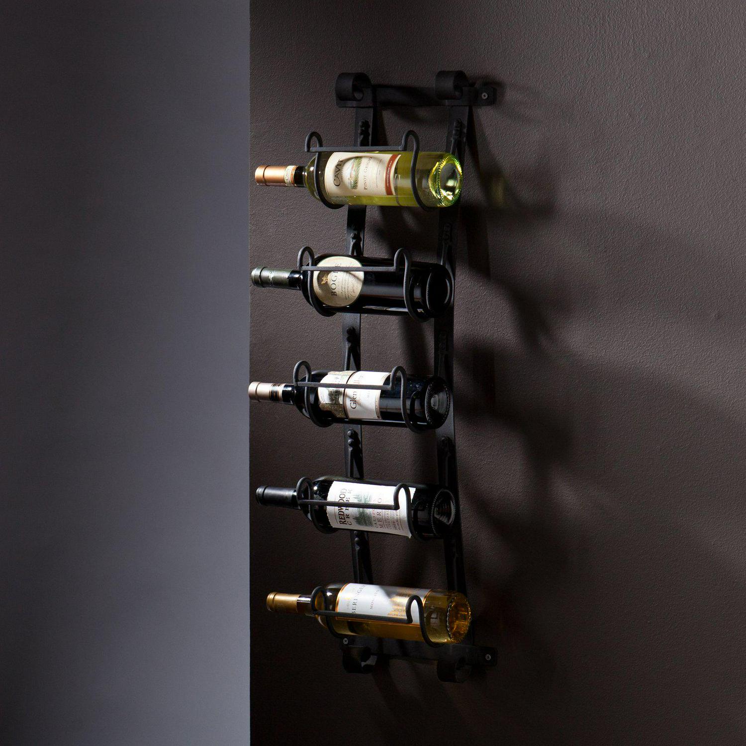 Southern Enterprises Anthracite 5Bottle Wall Mounted Wine Rack  Crowdfused