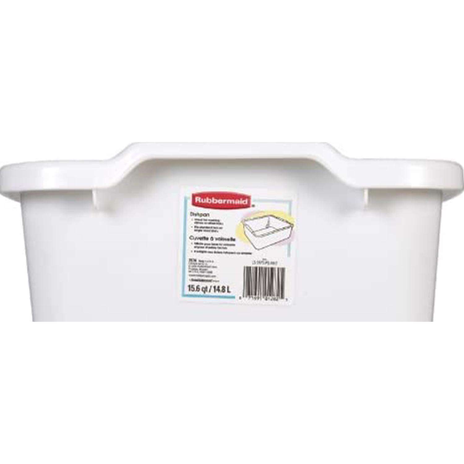 Rubbermaid 15.5 in. L X 12.75 in. W X 7.75 in. H White Plastic Dish Pan