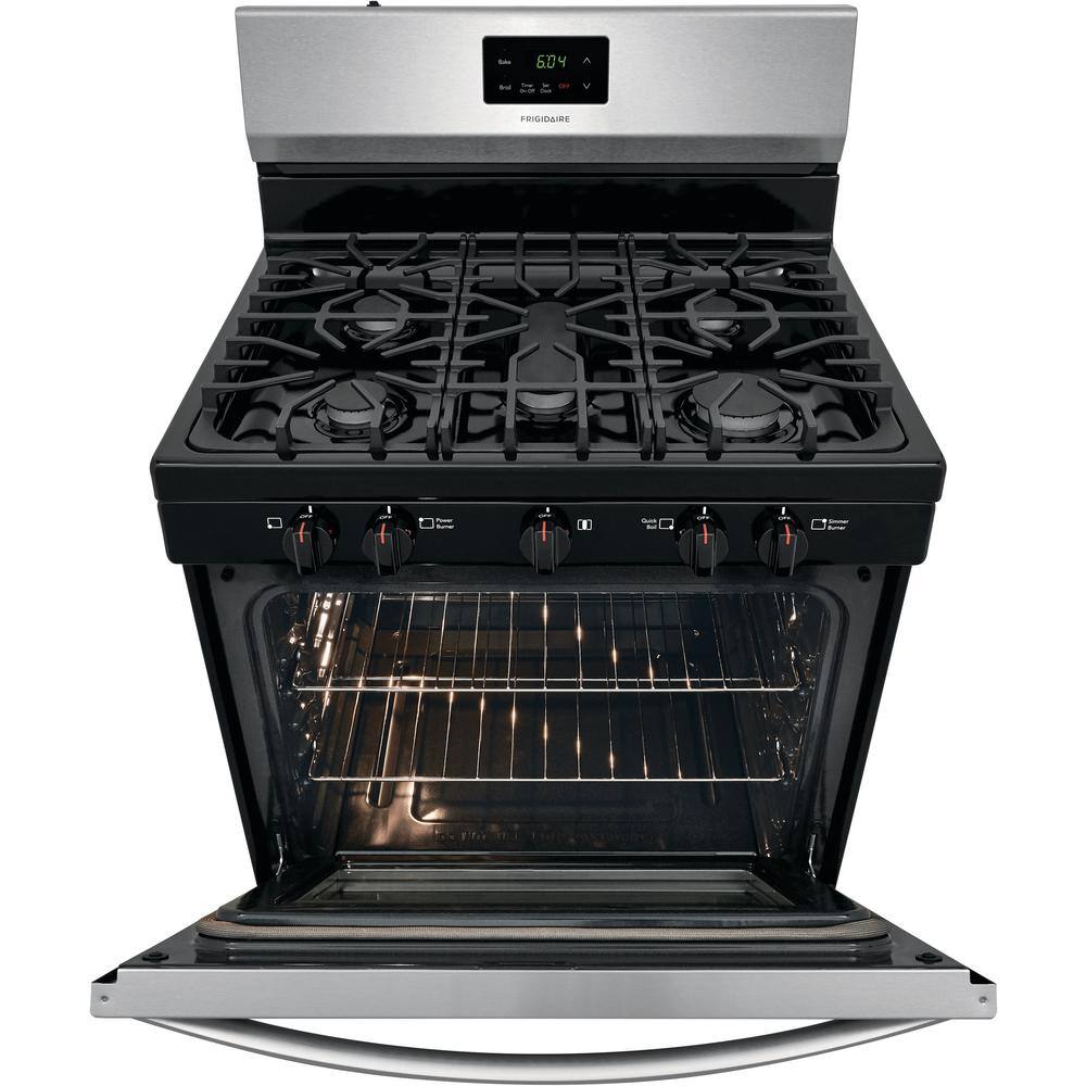 Frigidaire 30 in. 5 Burner Freestanding Gas Range in Stainless Steel FCRG3052AS