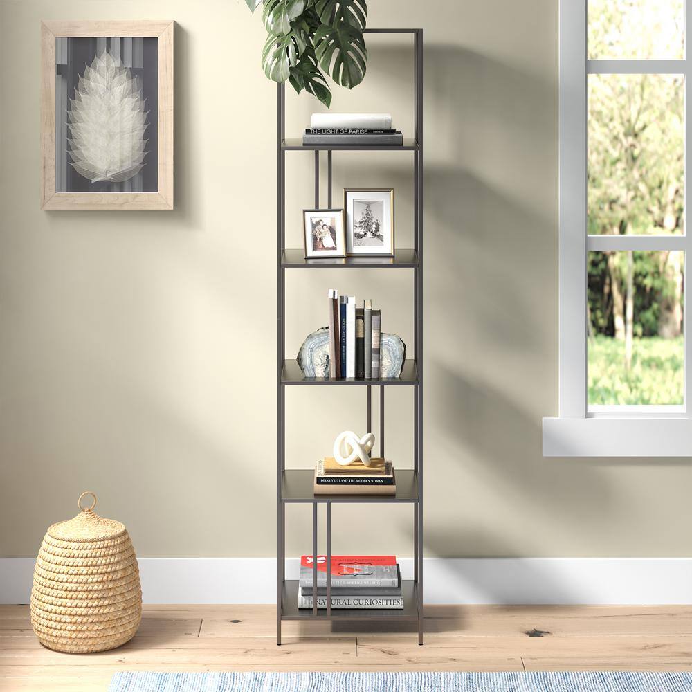 MeyerCross Ernest 76 in. Gunmetal Gray 5-Shelf Standard Bookcase BK0996