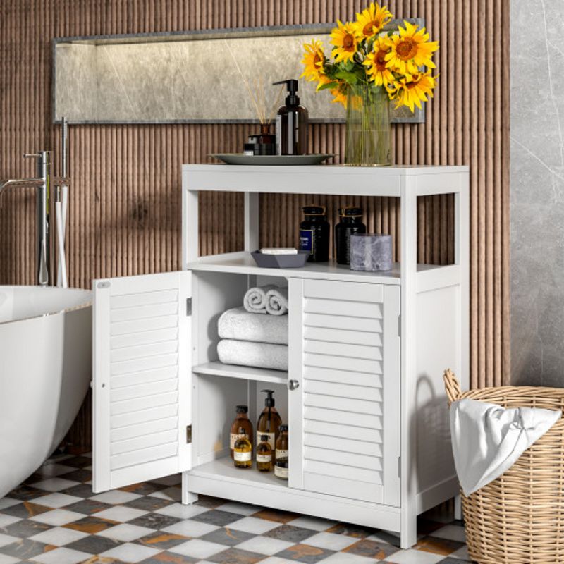 Freestanding Bathroom Floor Cabinet with Double Shutter Doors