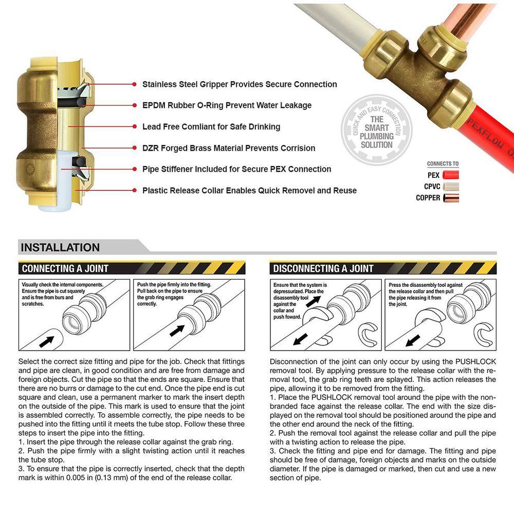 The Plumber's Choice 34 in. Push x Female Full Port Ball Valve Water Shut Off for Pex Copper and CPVC Piping 34UPBVF