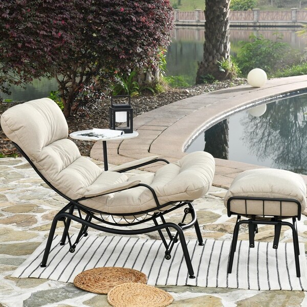 XIZZI 2Piece Outdoor Rocking Chair Recliner with Ottoman