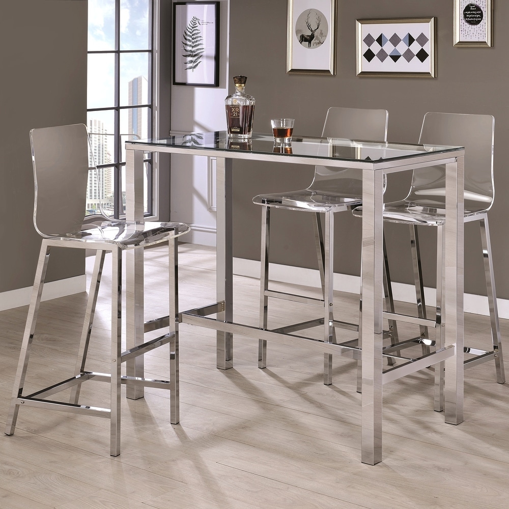 Melaney Art Deco Sleek Design Clear Acrylic Dining Stools (Set of 2)