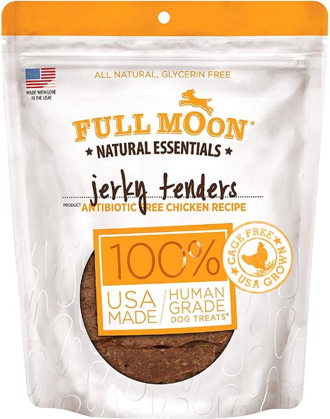 Full Moon Natural Essentials Jerky Tenders Chicken Recipe Human-Grade Dog Treats， 26-oz bag