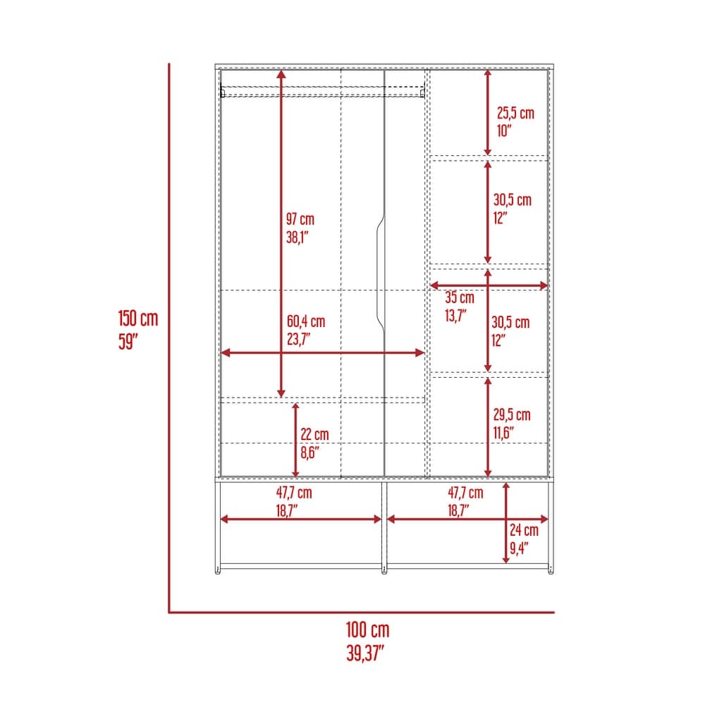 Bamboo Armoire With Double Door Cabinets And 6 Inner Shelves