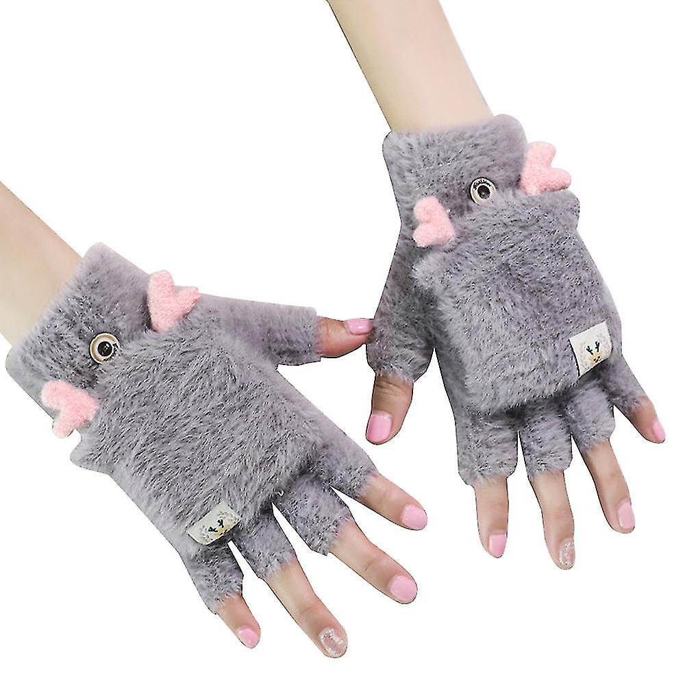 Women's Winter Warm Touch Screen Gloves Cute Flip Knit Glove