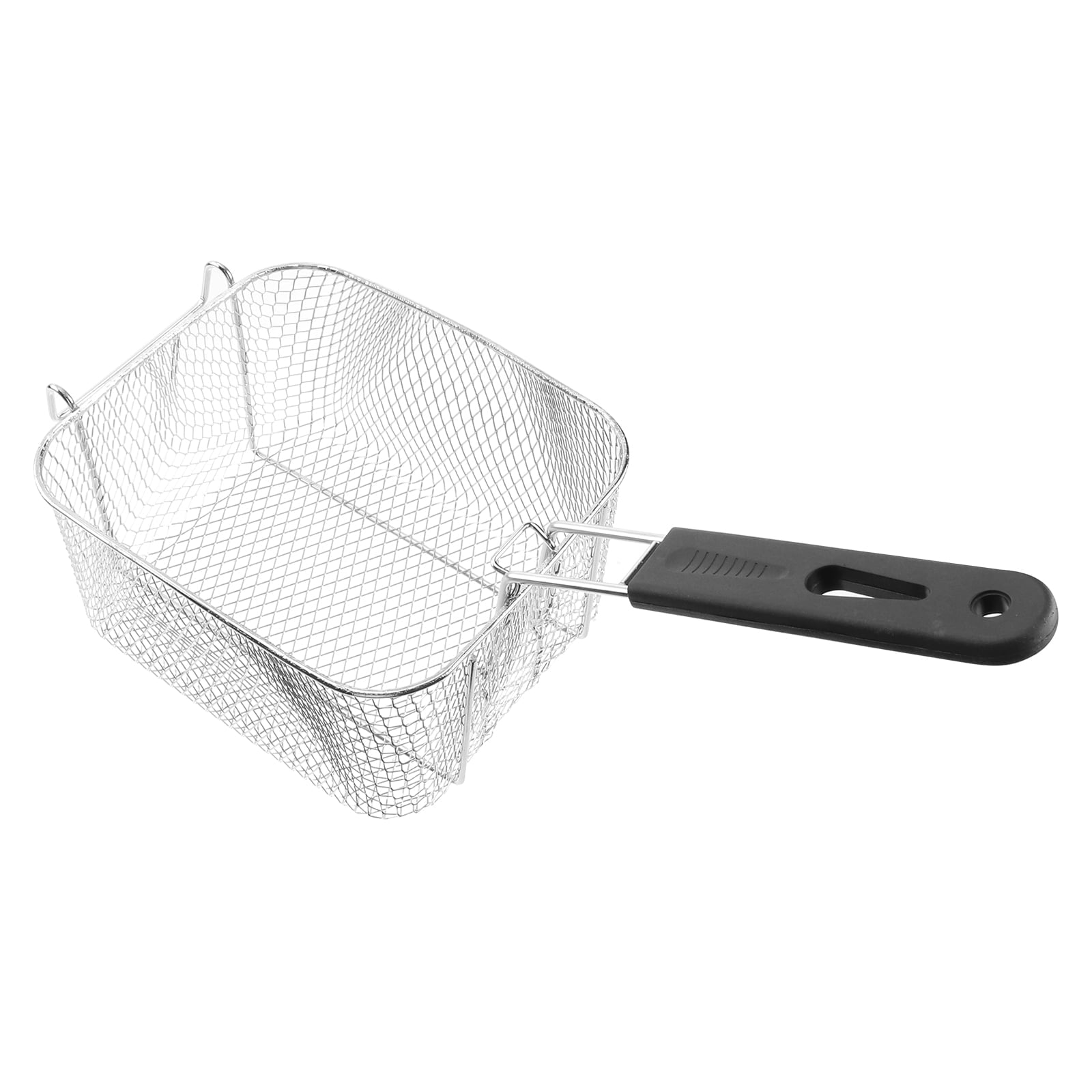 Stainless Steel Deep Fry Basket Wire Mesh Strainer with  Long Handle Frying Cooking Tool Food Presentation Tableware (Silver)