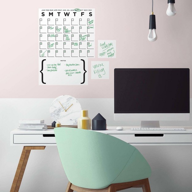 Dry Erase Calendar Peel And Stick Giant Wall Decal Set White black Roommates