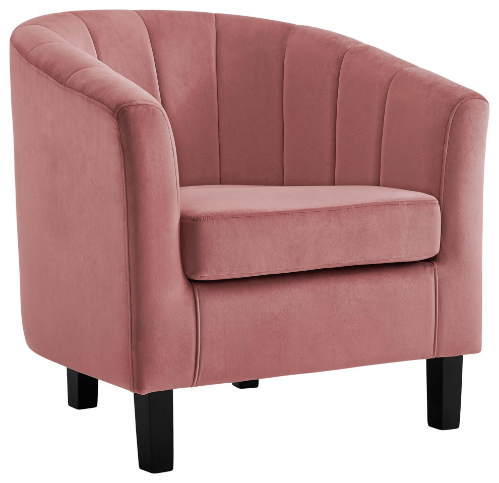 Prospect Channel Tufted Performance Velvet Armchair Set of 2   Dusty Rose   Contemporary   Armchairs And Accent Chairs   by First of a Kind USA Inc  Houzz