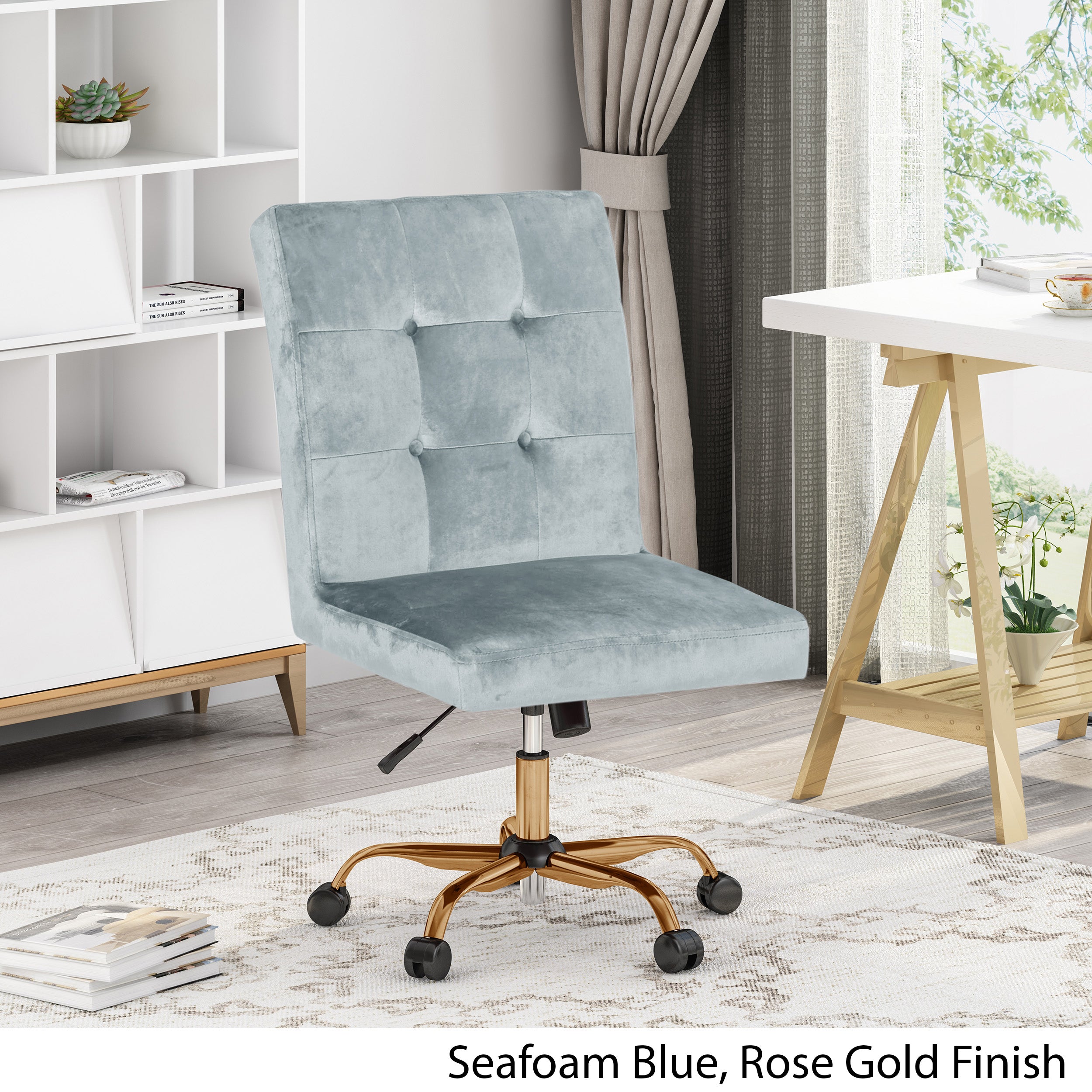 Theodore Glam Tufted Home Office Chair with Swivel Base