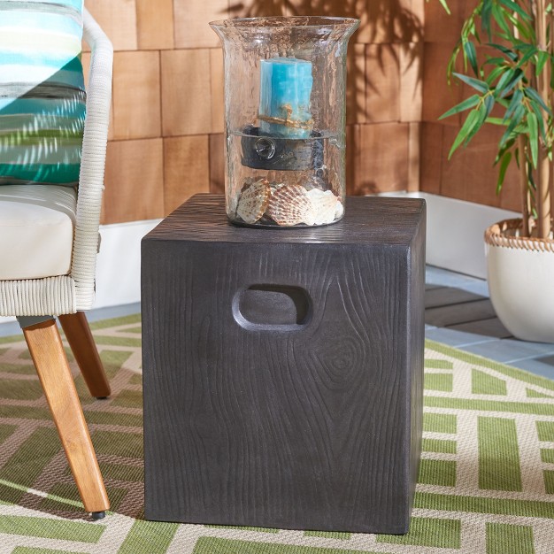 Cube Indoor outdoor Modern Concrete Accent Table Black Safavieh