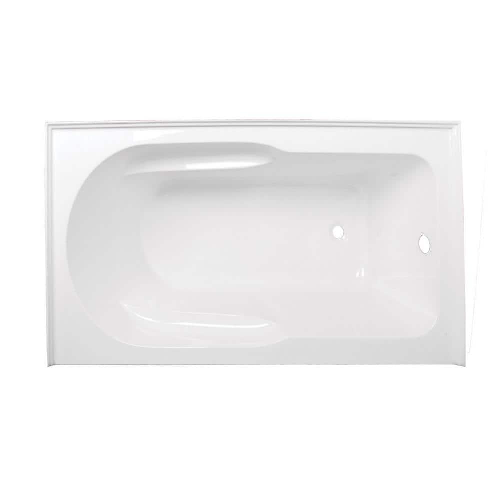 Kingston Brass Aqua Eden Margaret 60 in Acrylic RightHand Drain Rectangular Alcove Bathtub in White