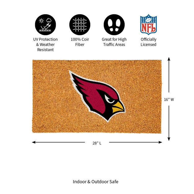 Evergreen Nfl Arizona Cardinals Logo Natural Coir 28 X 16 Inches Indoor Outdoor Doormat