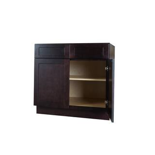 Bremen Cabinetry Bremen Shaker Ready to Assemble 42x34.5x24 in. Base Cabinet with 2-Door and 2-Drawer in Espresso SE-B42