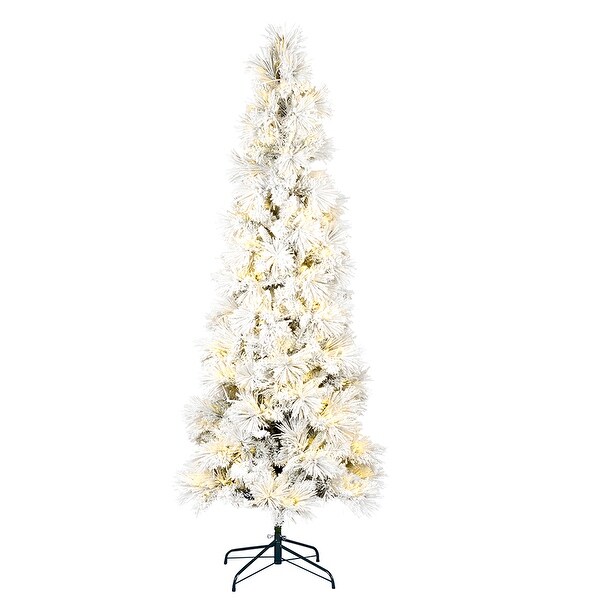 Vickerman 5' x 26 Flocked Atka Pencil Artificial Christmas tree，Warm White DuraLit® LED Lights