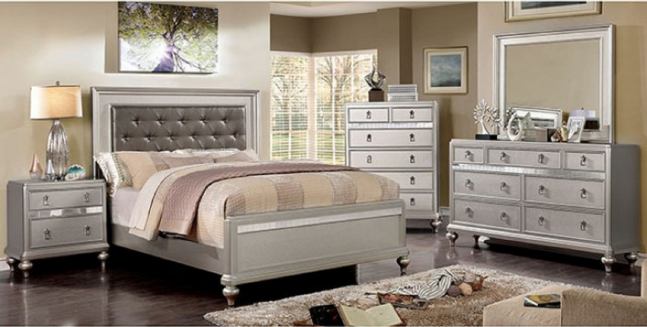 Furniture of America Avior 5 Drawer Swivel Chest in Silver