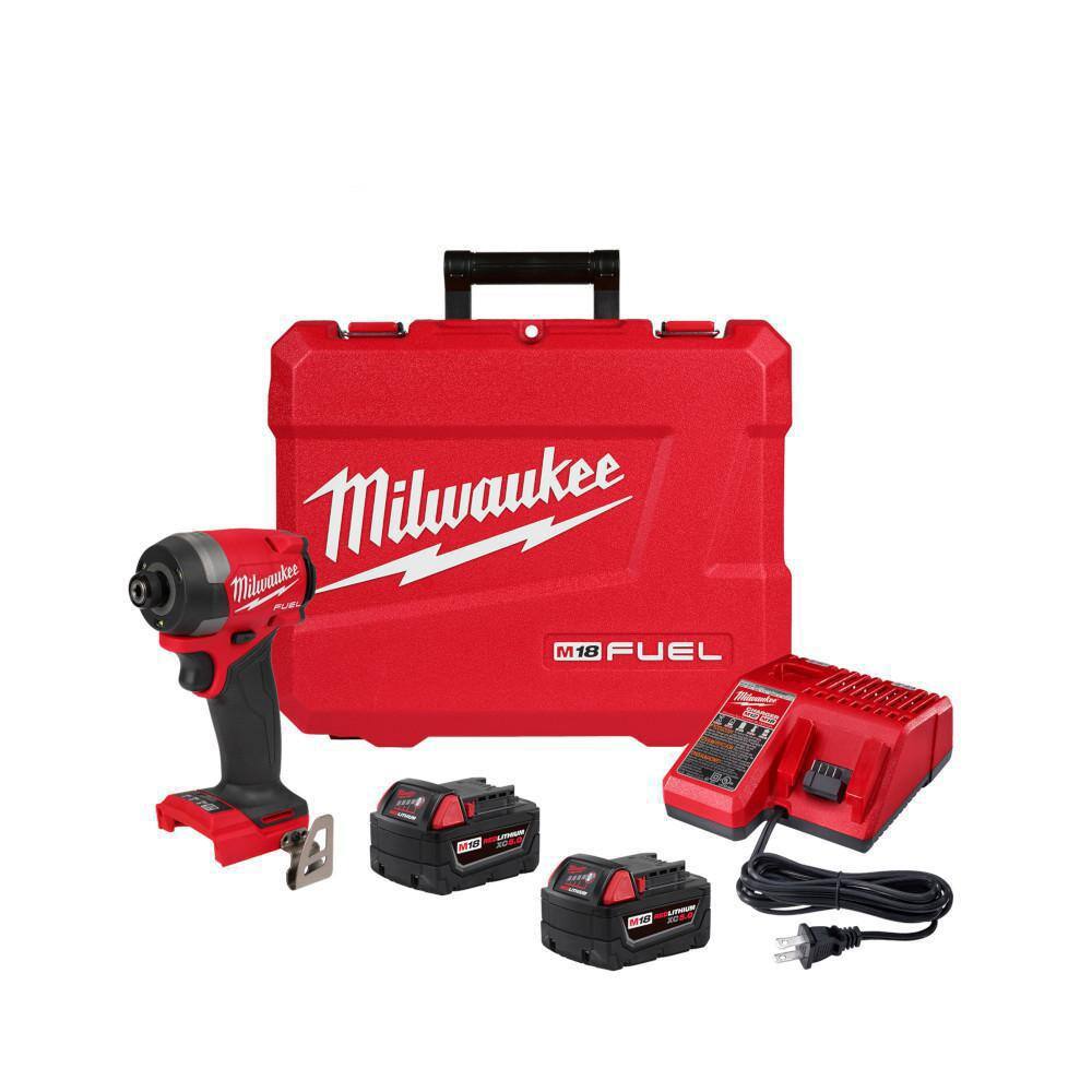 MW M18 FUEL 18V Lithium-Ion Brushless Cordless 14 in. Hex Impact Driver Kit with Two 5.0Ah Batteries Charger Hard Case 2953-22