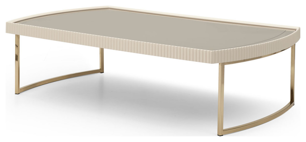 Lisbon Cocktail Table  Silken Matte Cream   Contemporary   Coffee Tables   by Michael Amini  Houzz