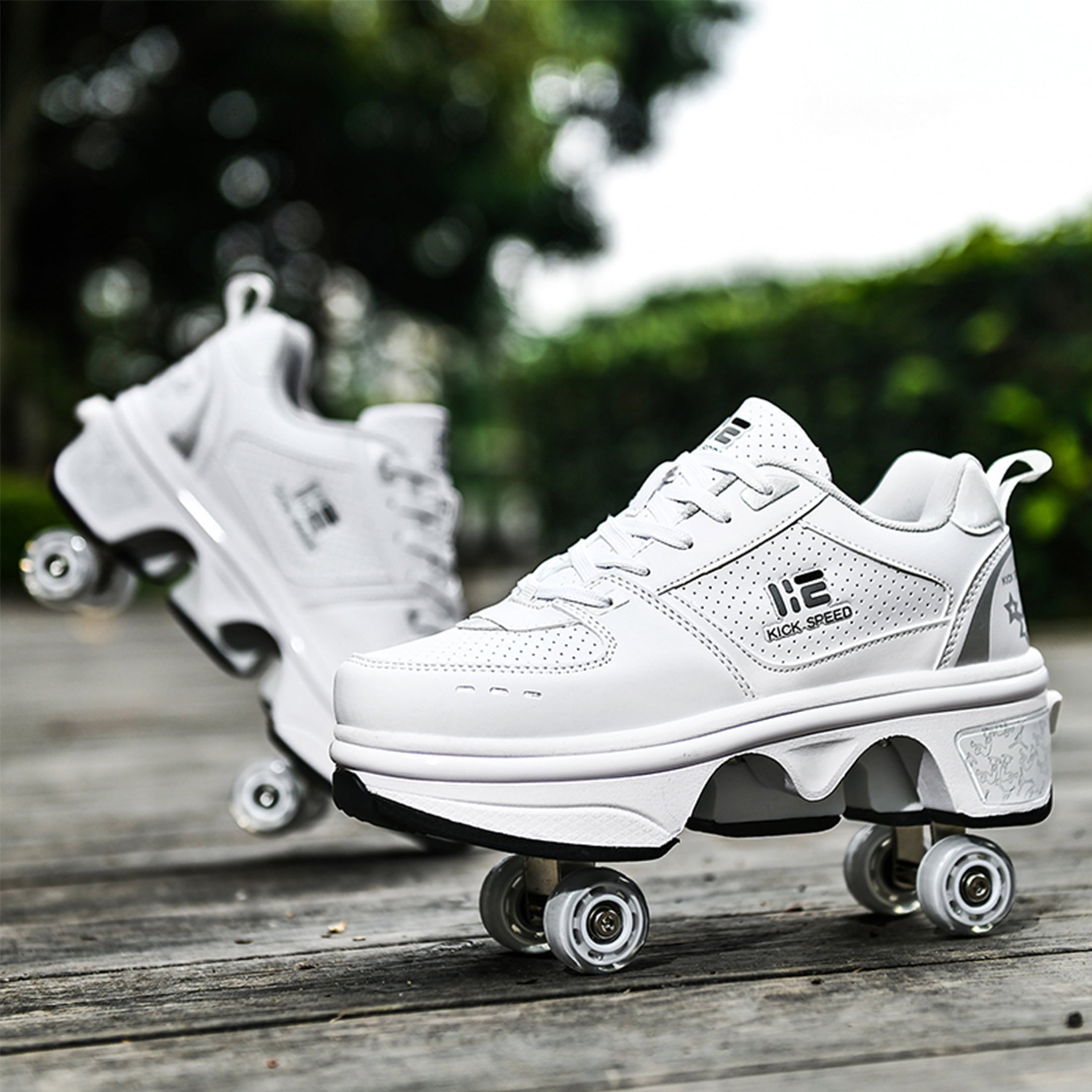 KOFUBOKE Roller Skate Shoes - Sneakers - Roller Shoes 2-in-1 Suitable for Outdoor Sports Skating Invisible Roller Skates The Best Choice for Building Confidence Style