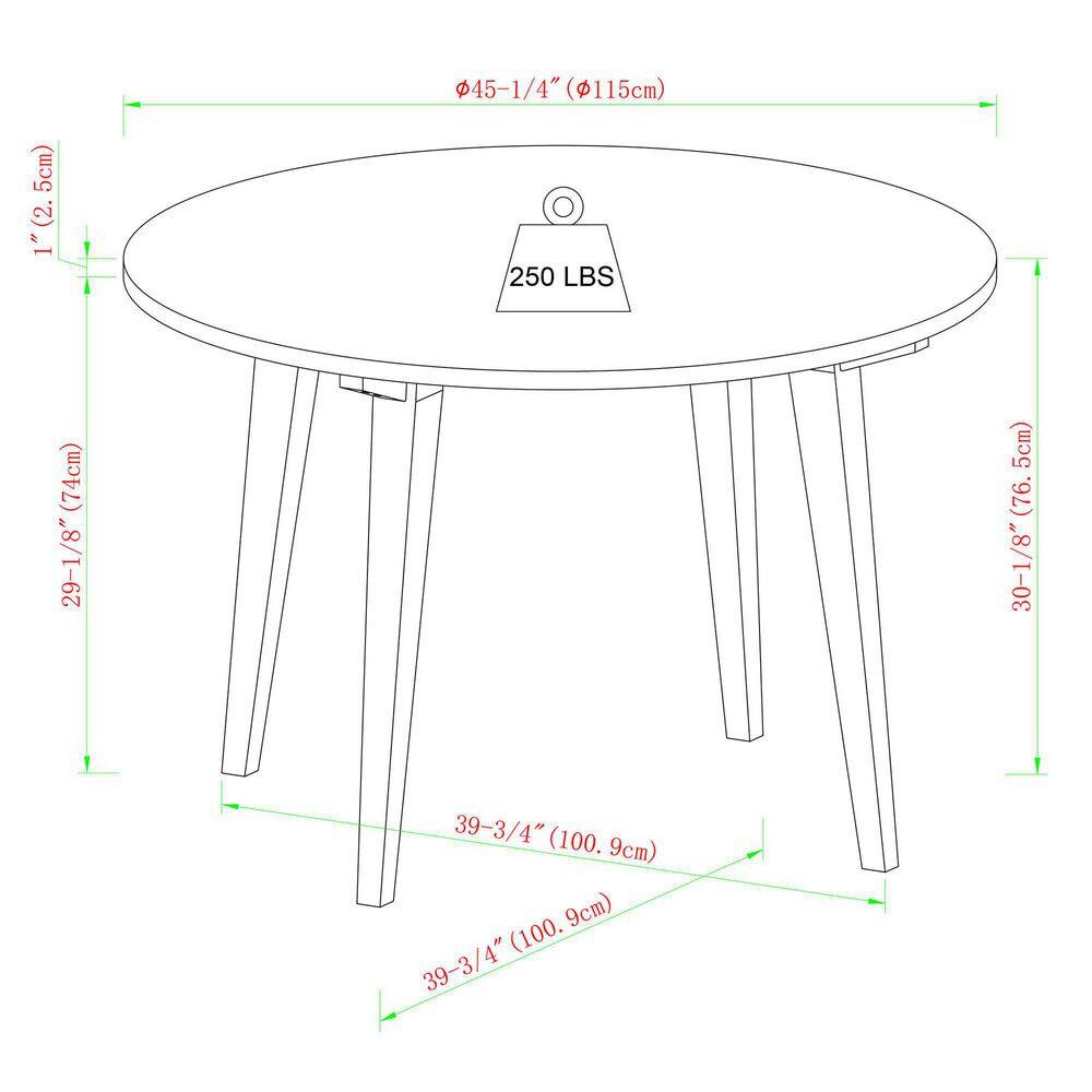 Welwick Designs 45 in. Round English Ash Wood-Top Scandinavian Dining Table (Seats 4) HD9444