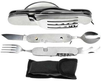 6 in 1 Folding Stainless Steel Camping Utensil Tool Knife