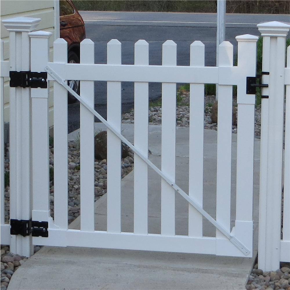 WamBam Fence 4 ft. x 4 ft. Premium Vinyl Classic Picket Fence Gate with Powder Coated Stainless Steel Hardware VG13006