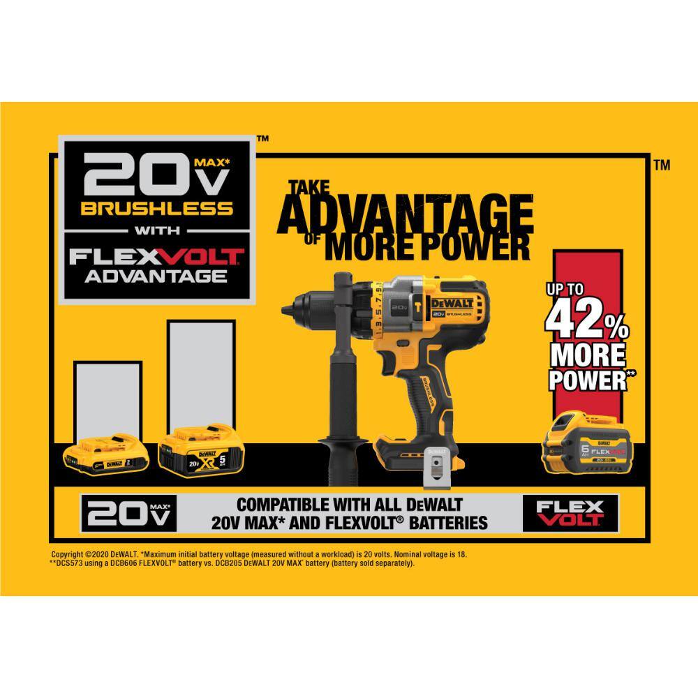 DEWALT DCD999B 20V MAX Brushless Cordless 1/2 in. Hammer Drill/Driver with FLEXVOLT ADVANTAGE (Tool Only)