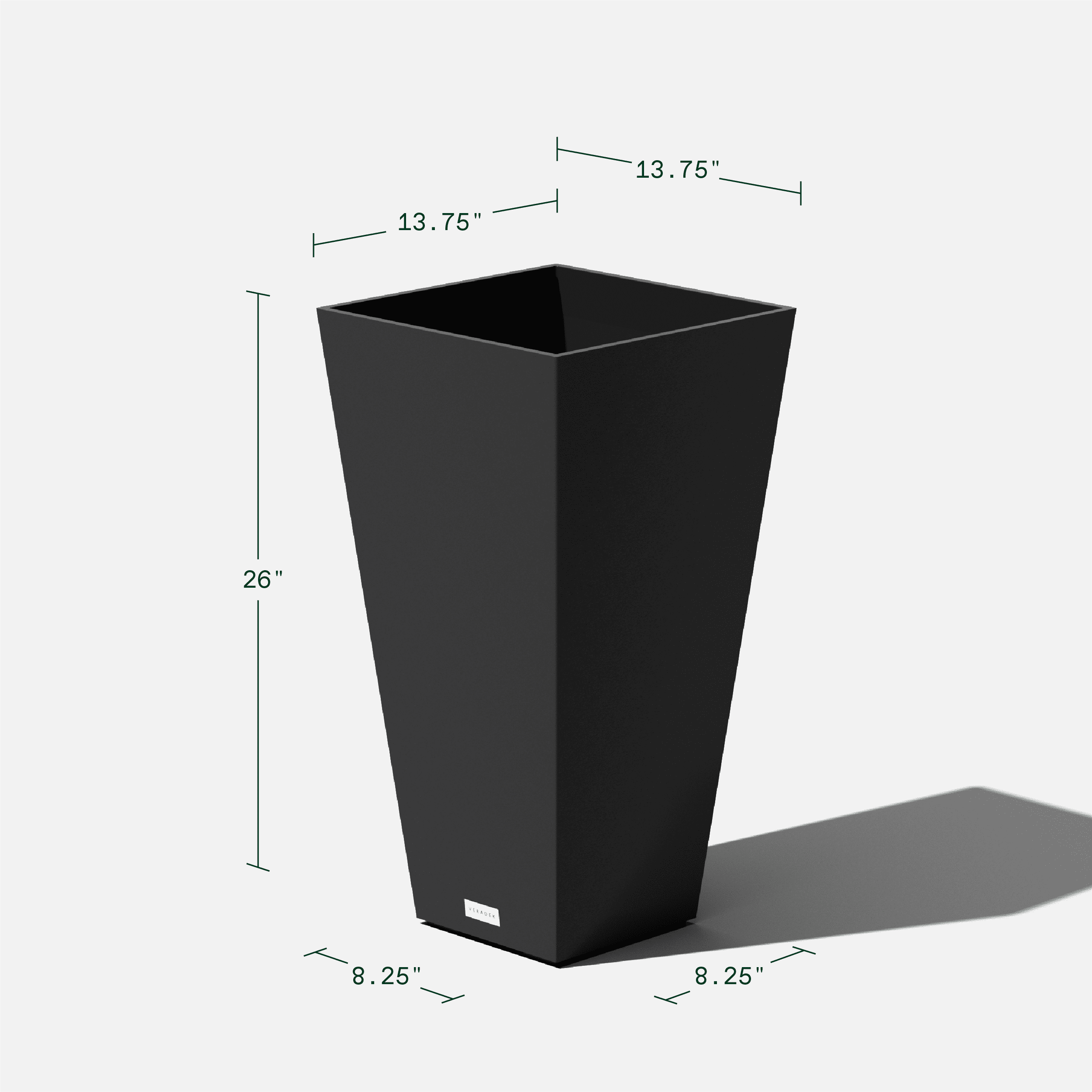 Veradek Midland Square Tall Pot Planter (26" H x 13.75" W - 2 Pack, Black)