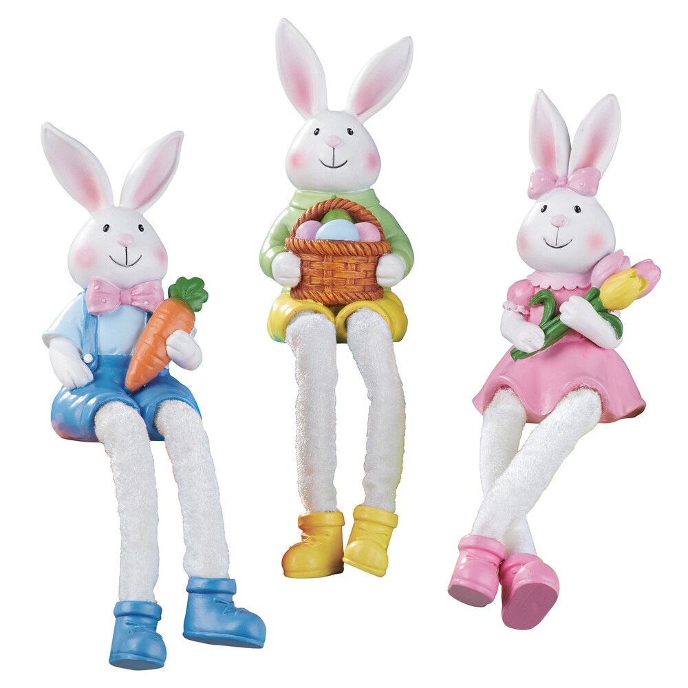 Easter Bunny Decorative Sitters   Set of 3   4.5 x 14 x 3