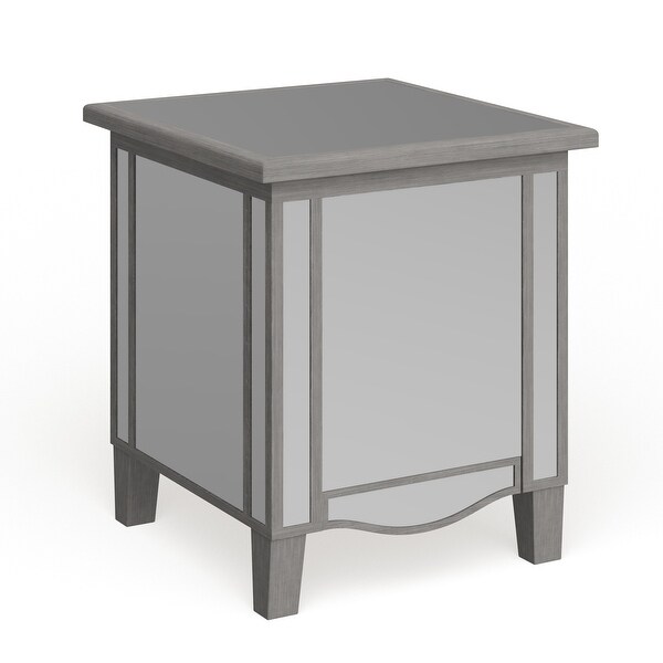 Silver Orchid Talmadge Mirrored End Table with Drawer and Cabinet