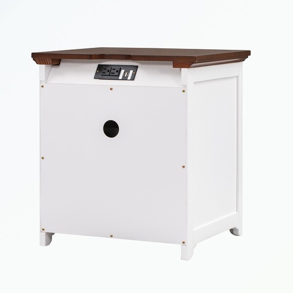 Nightstand with USB Charging Ports and Three Drawers - - 36934055