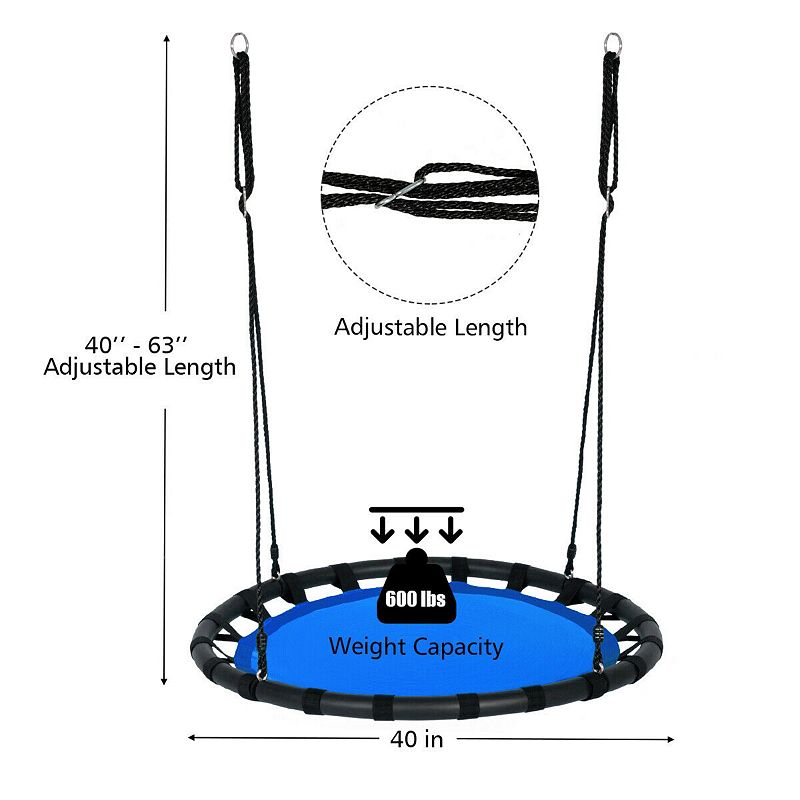 40 Kids Play Multi-Color Flying Saucer Tree Swing Set with Adjustable Heights