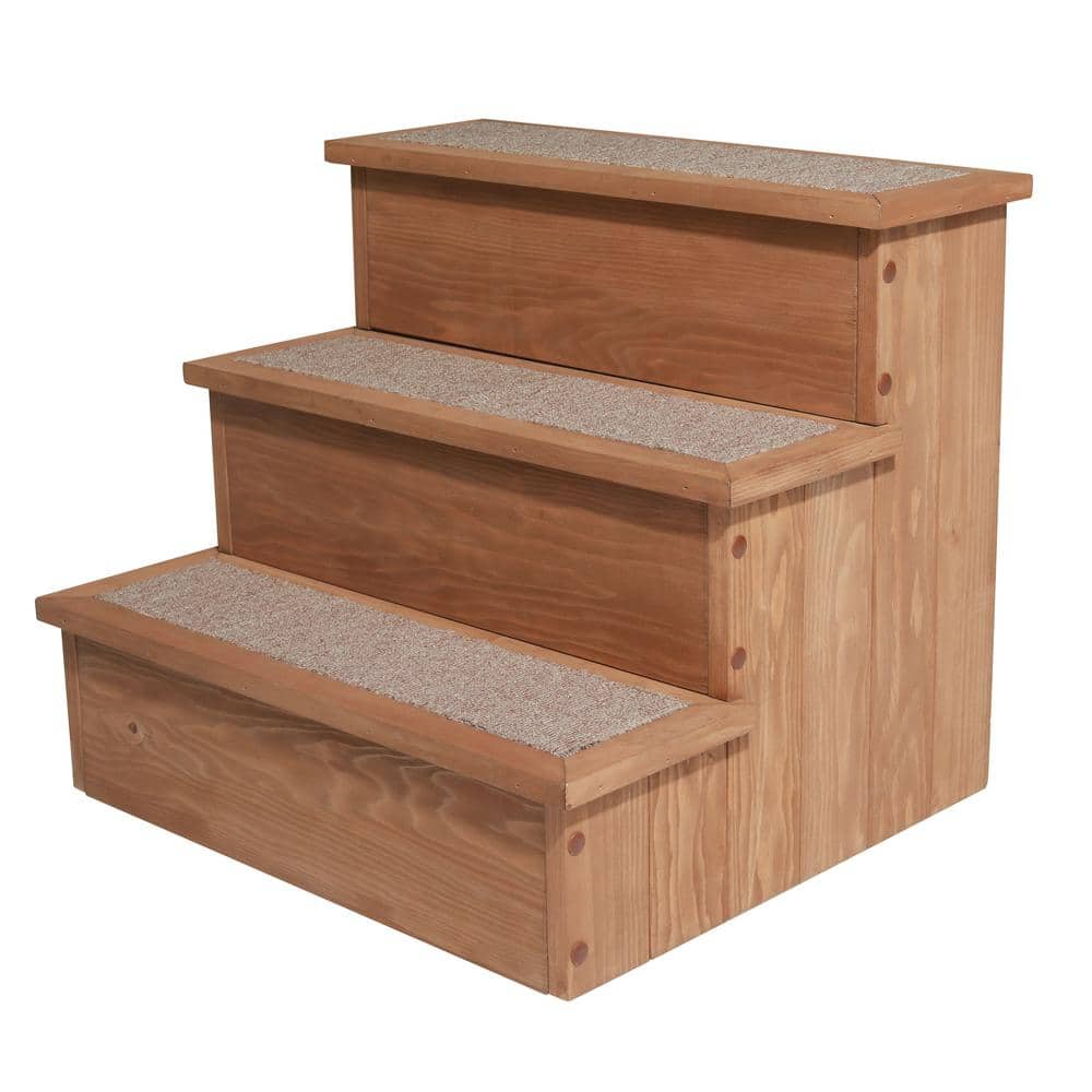 zoovilla Canadian Hemlock Wooden Pet Stairs with Storage PTR0082212010