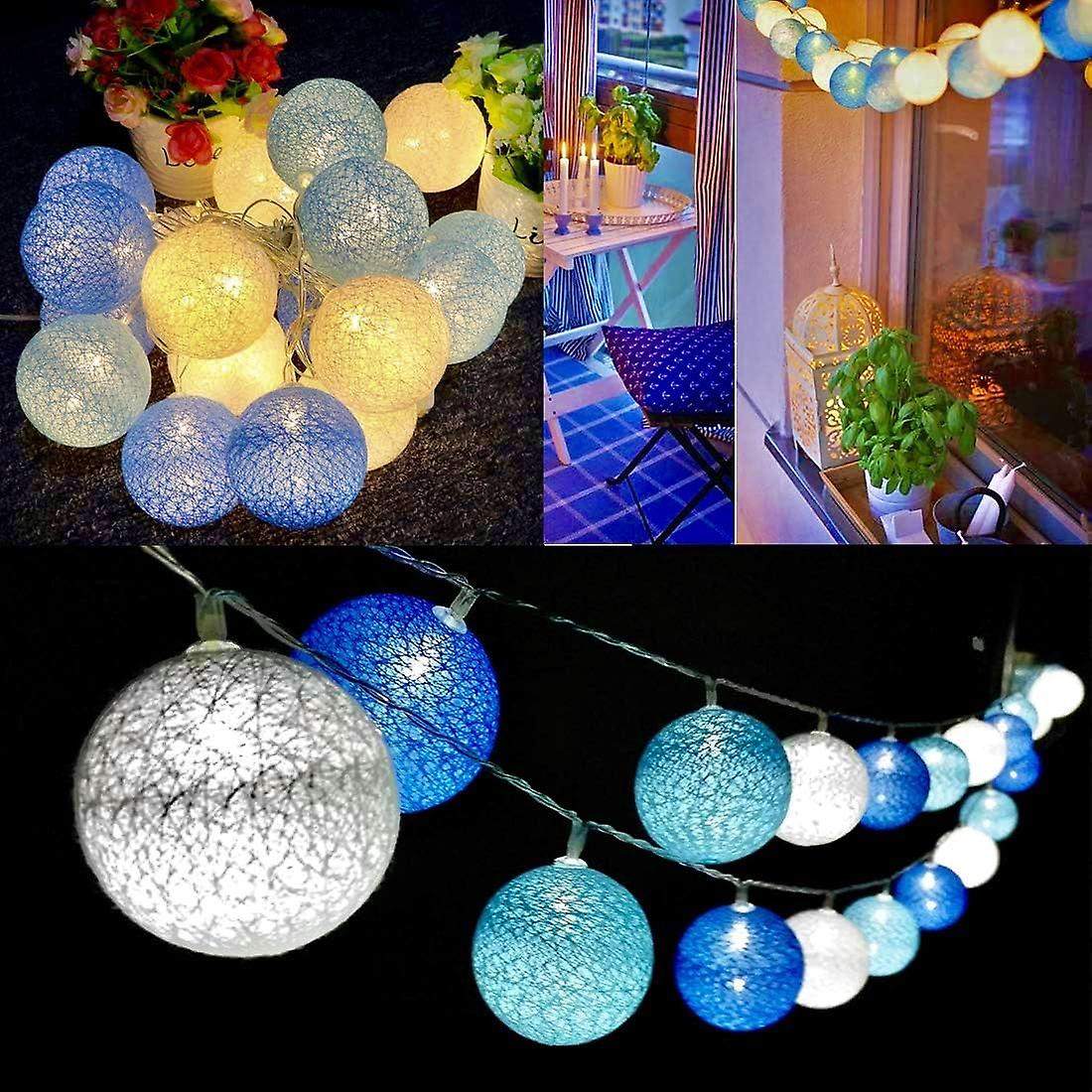 Cotton Ball Light Garland -3.3m 20 Led String Light With Plug For Bedroom Curtain Party Christmas Birthday Halloween Wedding Baby Room Romantic Decor