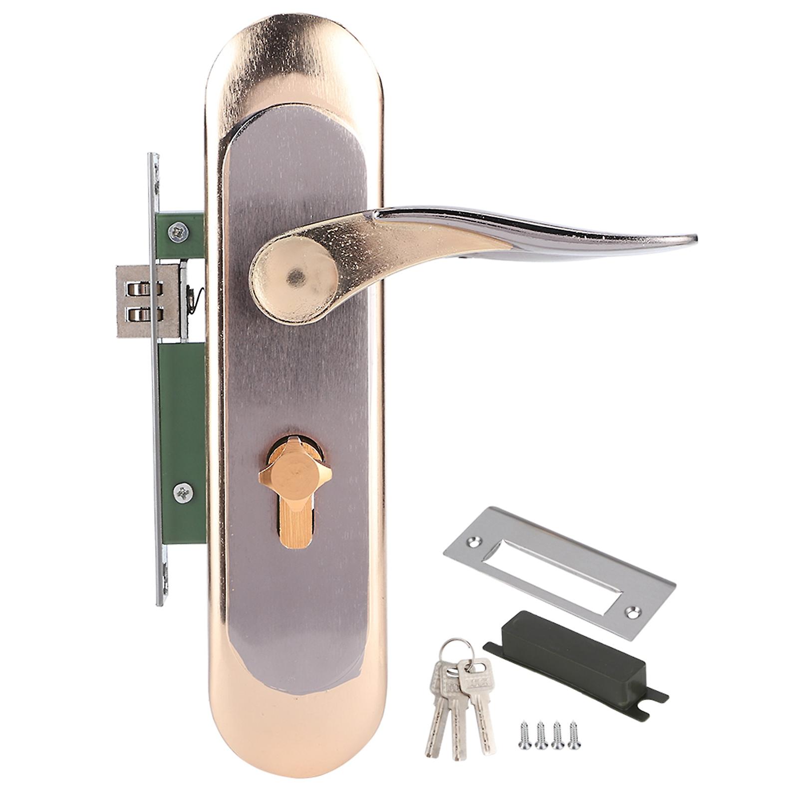 Household Indoor Aluminum Alloy Security Door Handle Lock Set With Keys Hardware Accessory