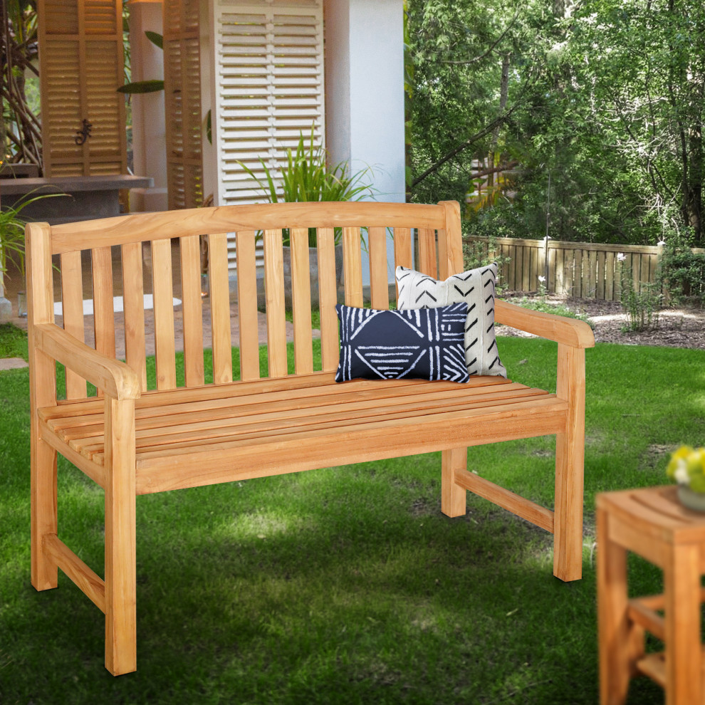 Seven Seas Teak Acapulco Outdoor Teak Wood Bench  4  x27  Transitional   Outdoor Benches   by Chic Teak  Houzz