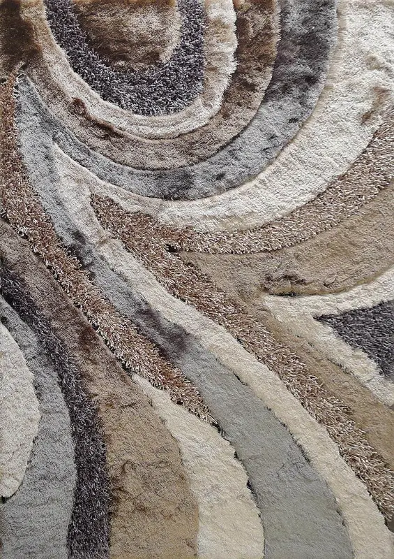 Shaggy Viscose 5 x 7 Earth Beige and Gray Shag Rug