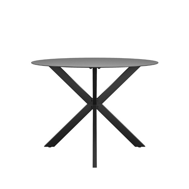 Circi Collection Round Dining Table With Glass Top Black And Charcoal Cosmoliving By Cosmoplitan